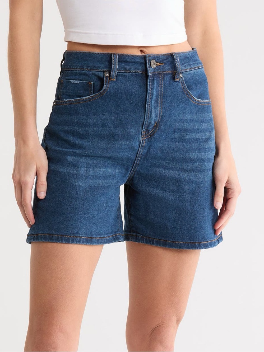 NWT Vigoss Clean Hem High Rise Dark Blue Jean Shorts Size 29